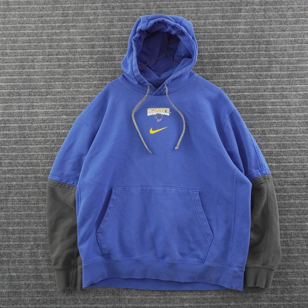 Vintage Nike St. Mary's University Hoodie Mens Large Blue Two Tone Center Swoosh